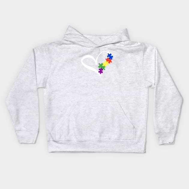 Autism Awareness Puzzle Heart Gift Kids Hoodie by Studio Hues